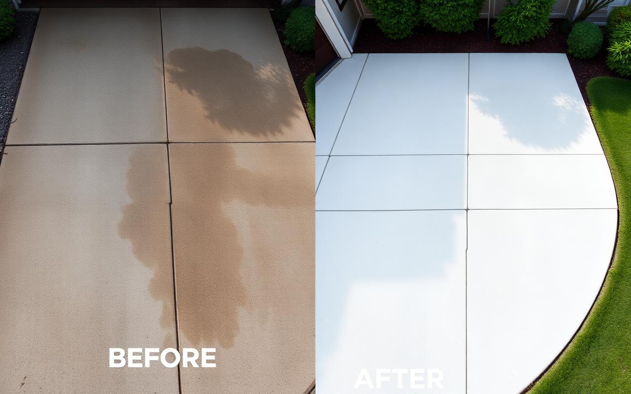 Driveway Cleaning before and after
